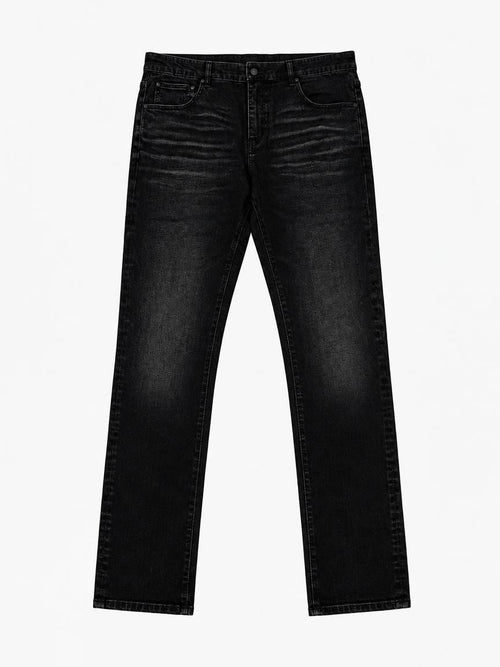 CRZELOMARI Form Denim front view, black slim-straight tall jeans for men